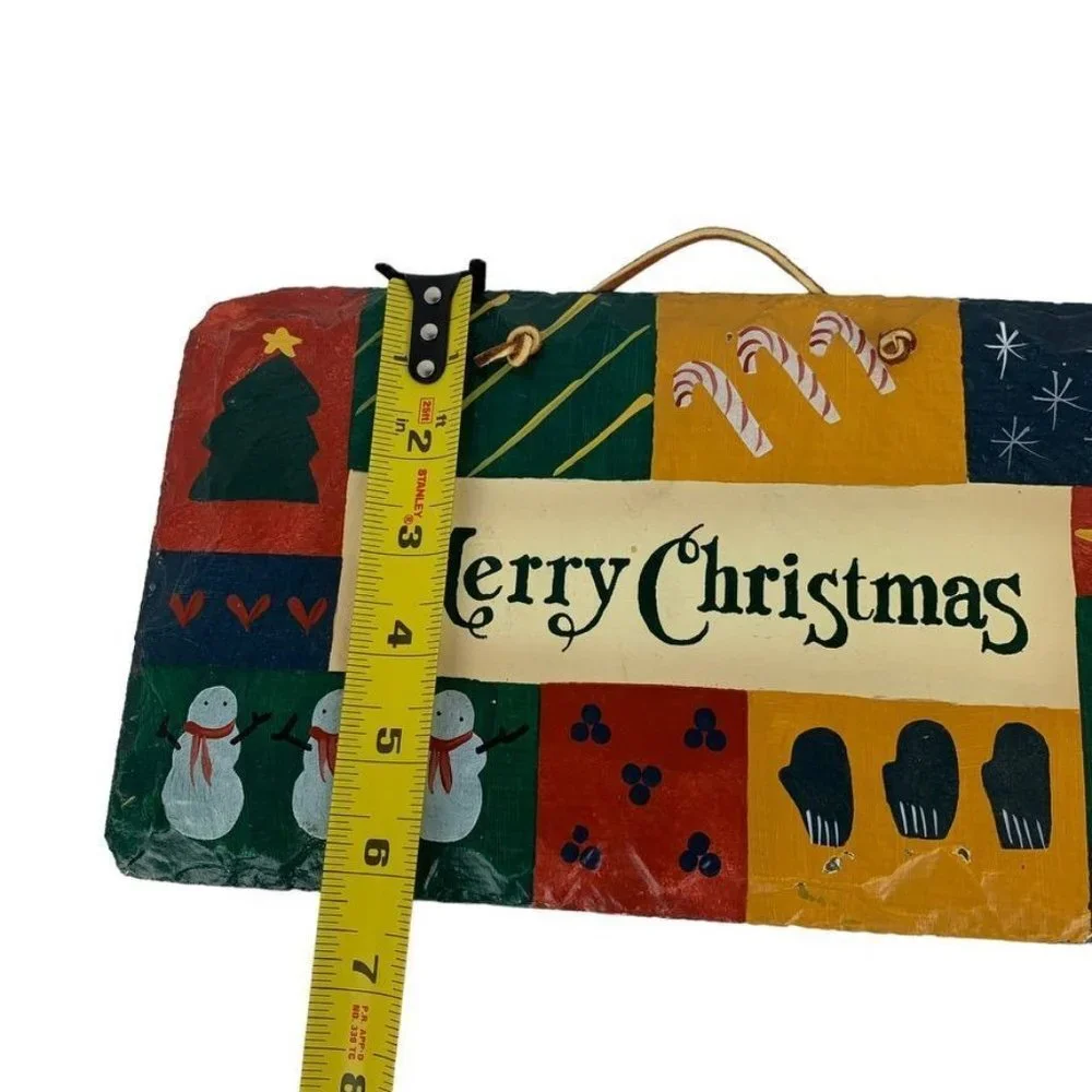 Plain Jane Merry Christmas Painted Slate Sign Preserved New Orleans Roof Tile‎